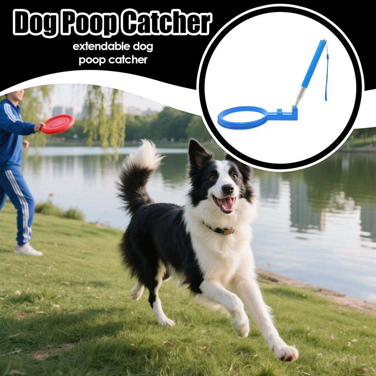 Pooper Scooper Extendable Handle Bend-Free Pet Waste Collector Dog Poop Collector for Outdoor Walks Park Adventures Outings