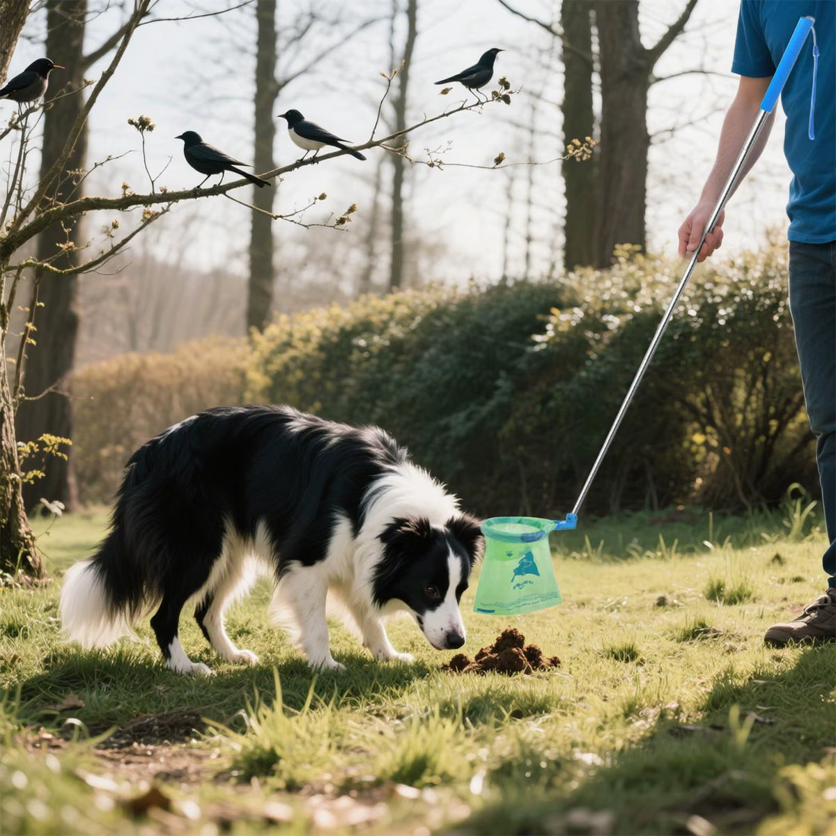 Pooper Scooper Extendable Handle Bend-Free Pet Waste Collector Dog Poop Collector for Outdoor Walks Park Adventures Outings